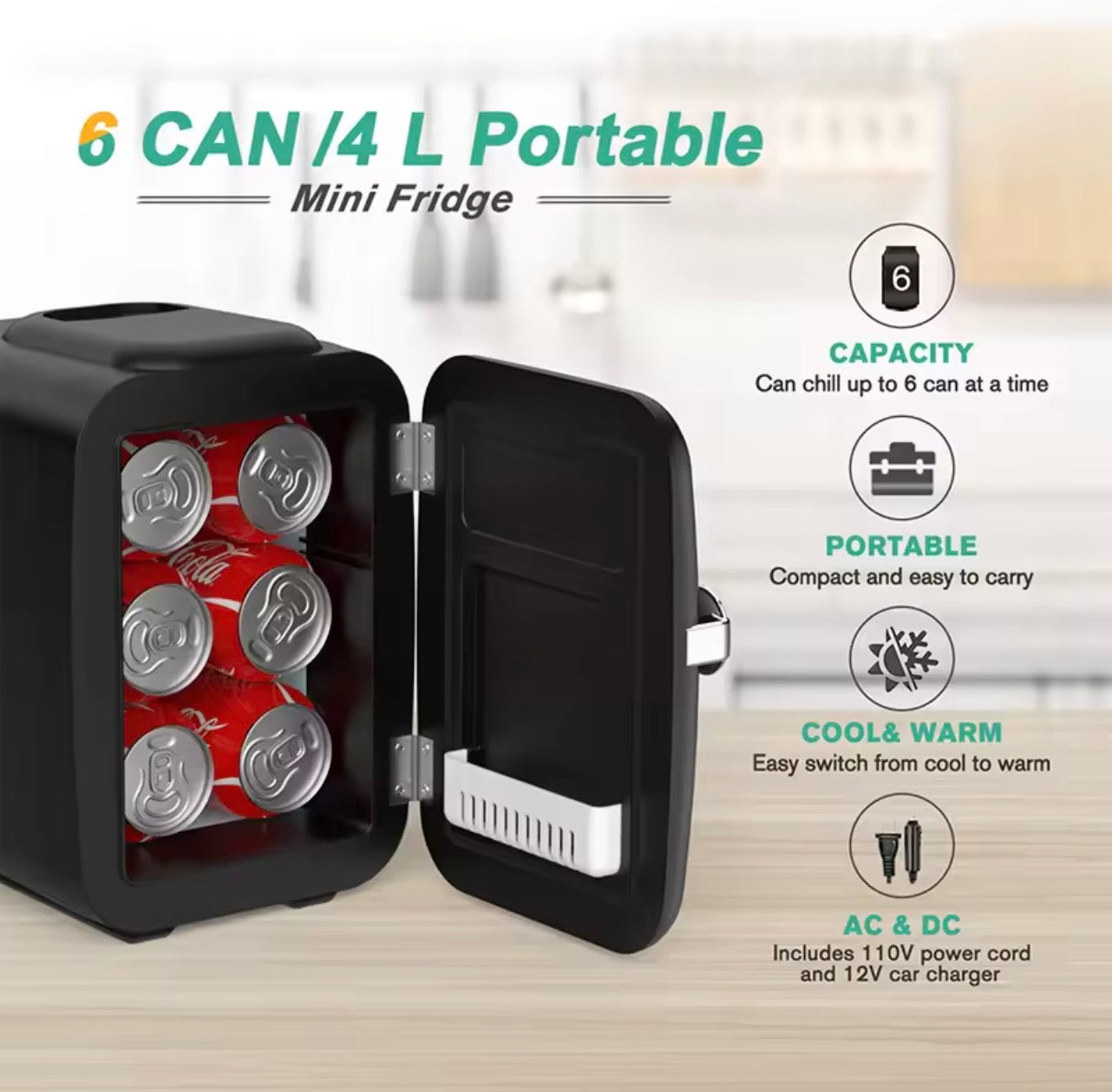 4L Mini Fridge — Compact & Portable