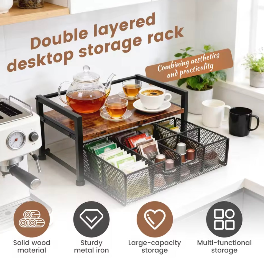 Wood & Metal Tea Organizer