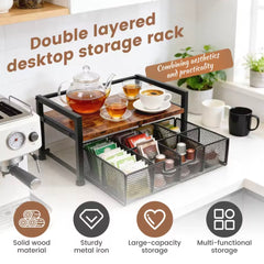 Wood & Metal Tea Organizer